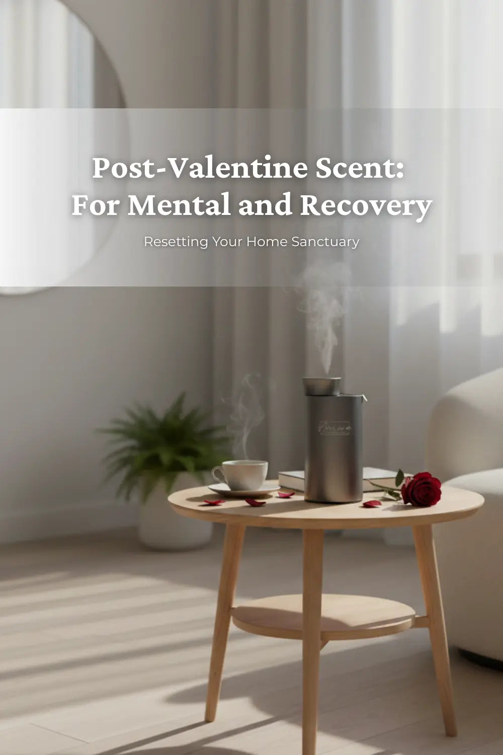 A fresh morning reset in a home sanctuary featuring an Aémore diffuser for post-Valentine decompression.