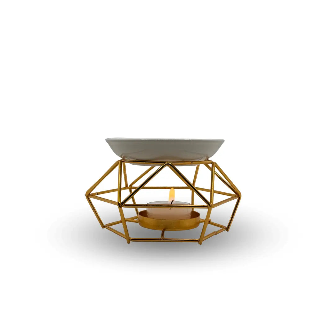 Ceramic Hollow Iron Geometric Design Oil Burner with 200mL Highly-Scented Fragrance Oil Aémore - Luxury Fragrance Collection