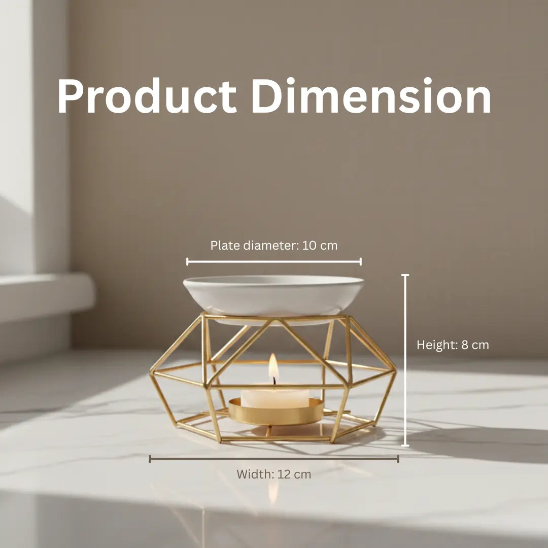Ceramic Hollow Iron Geometric Design Oil Burner with 200mL Highly-Scented Fragrance Oil Aémore - Luxury Fragrance Collection