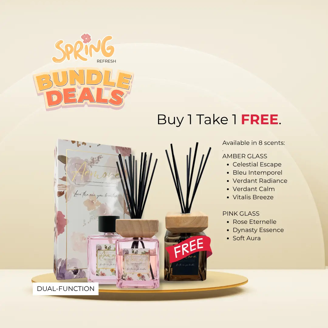 Bundle Deals - BUY 1 TAKE 1  | 2-in-1 Reed and Atomizer Diffuser | 500 mL Floral Highly-Scented Fragrance Aémore - Luxury Fragrance Collection
